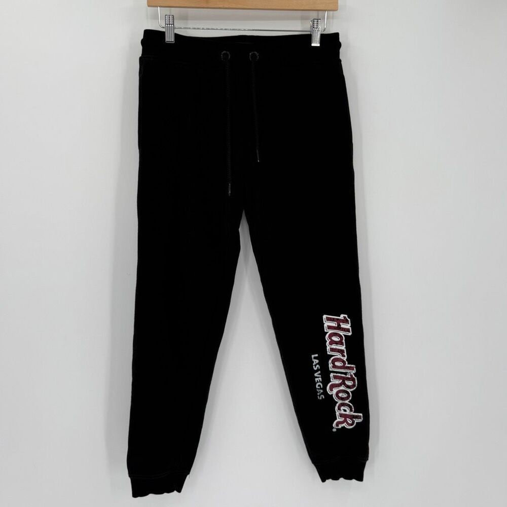 Hard‎ Rock Las Vegas Black Sweatpants Joggers Logo Graphic Unisex Size Medium